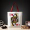 Queen of Hearts Crown Canvas Tote Bag, Royal Retro Valentine Gift Bag